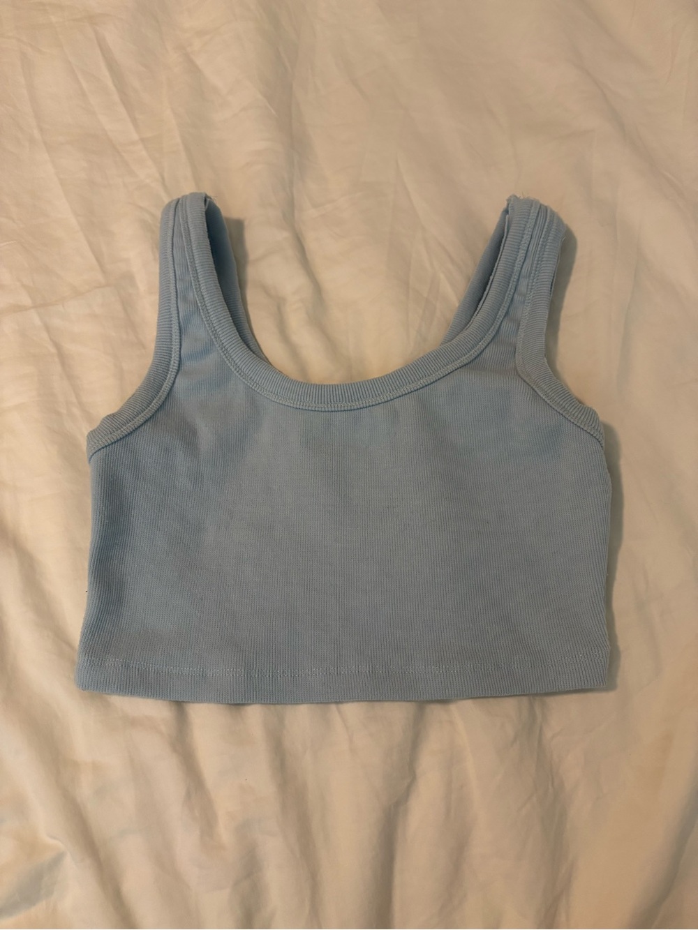 Signature8 Pale Blue Ribbed Crop Tank